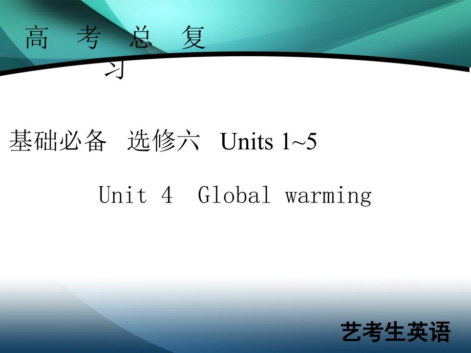 2020届高考艺考英语复习课件：选修六Unit 4 Global warming_第1页