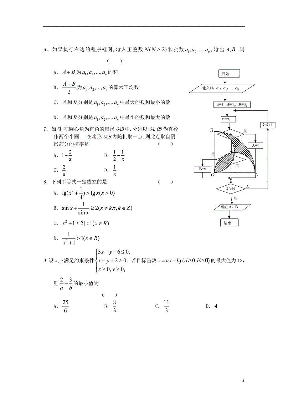 2012-2013高三数学综合测试题（六）文 新课标.doc_第2页