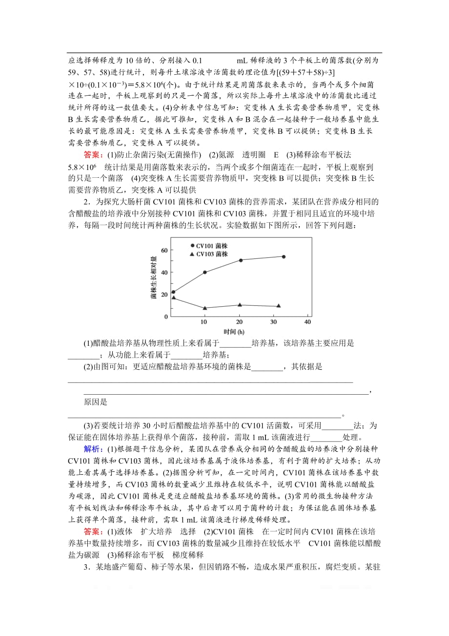 2020届高考艺考生物复习专题强化练：十五 专题九 第14讲 生物技术_第2页