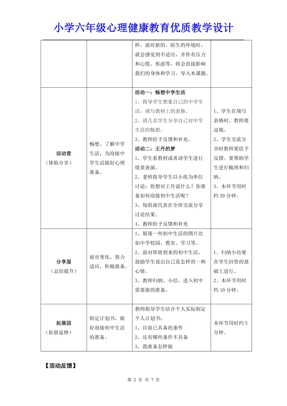 小学六年级心理健康教育《 第十六课 你准备好了吗》优质教学设计_第2页