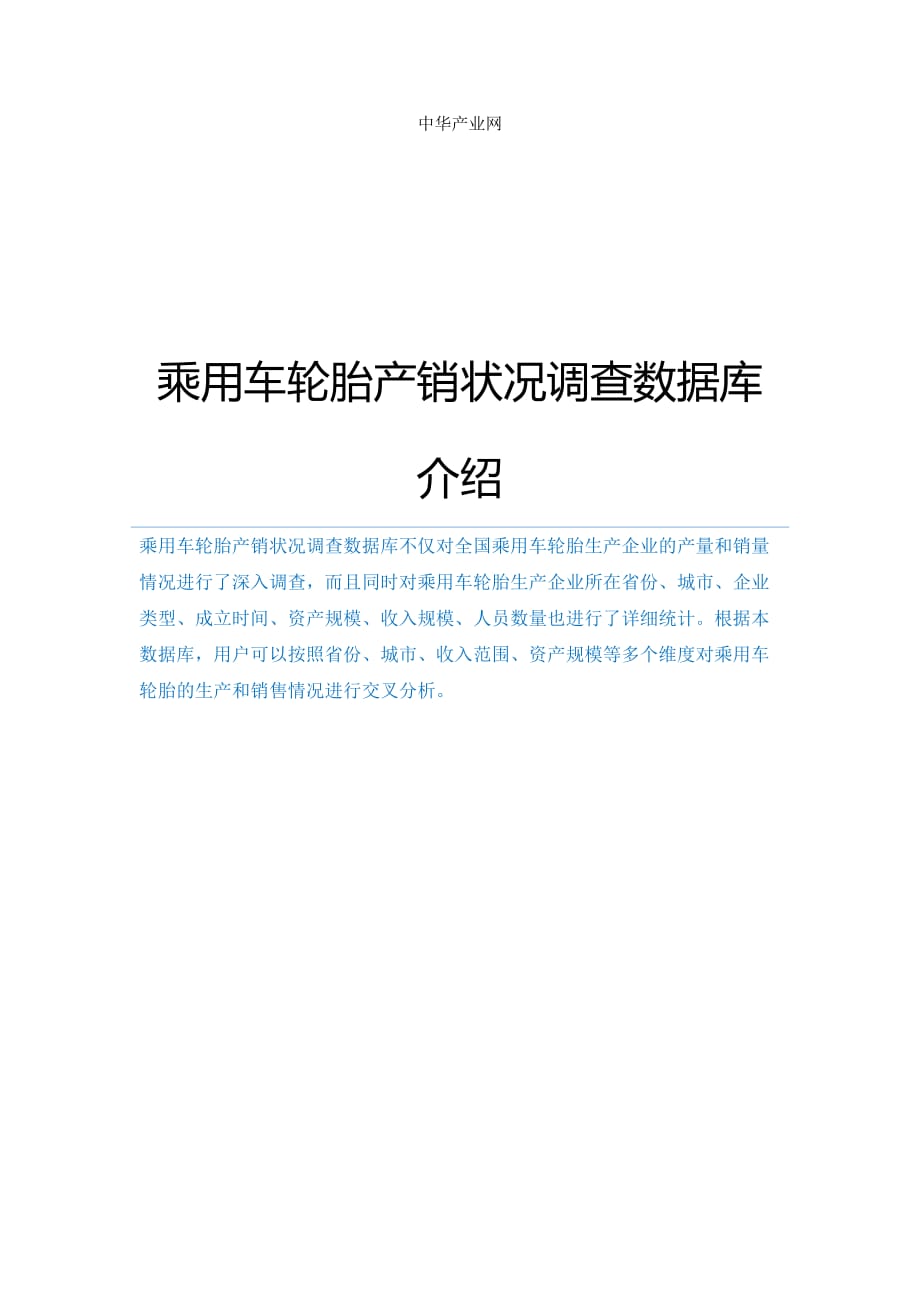 乘用车轮胎产销状况调查数据库介绍.docx_第1页