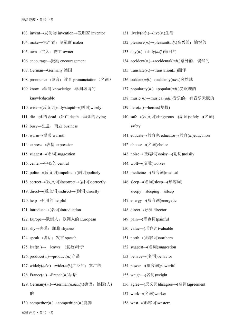 2020学年中考英语解题技巧-词形变化归纳（记忆版）_第3页