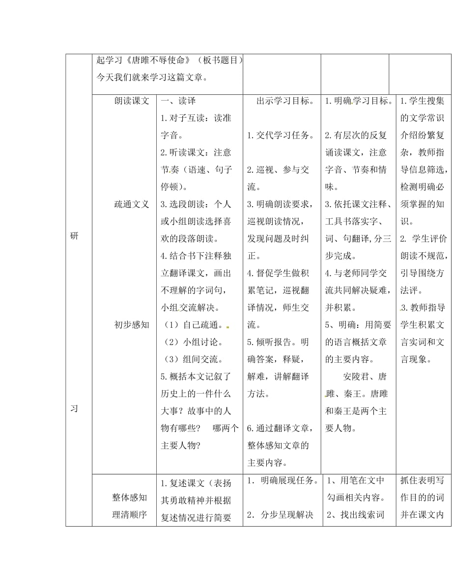 吉林省通化市外国语中学九年级语文上册 第22课 唐雎不辱使命导学案（无答案） 新人教版_第3页