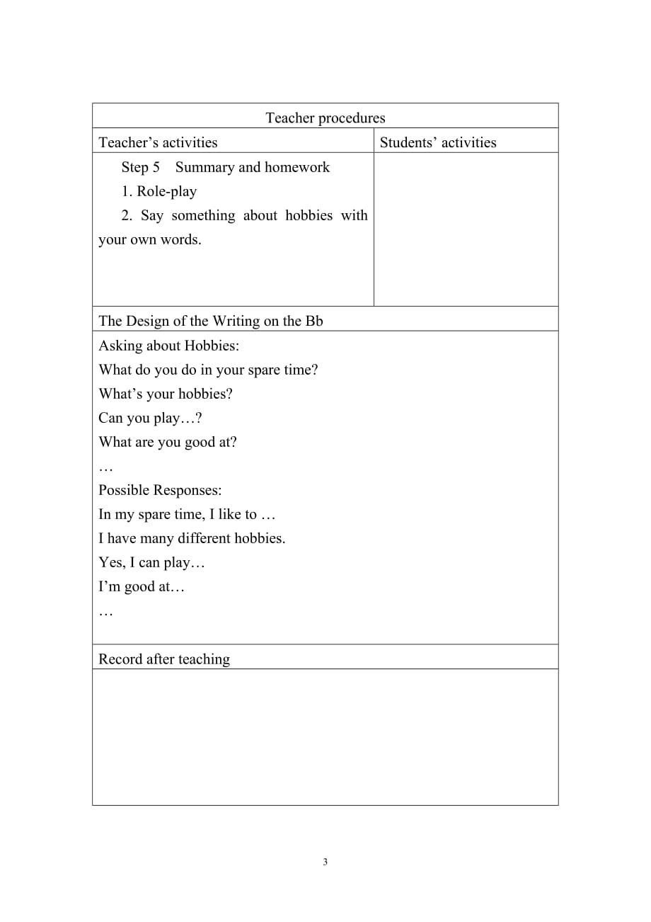 中职英语基础模块上册Unit 4 Speaking教案_第3页