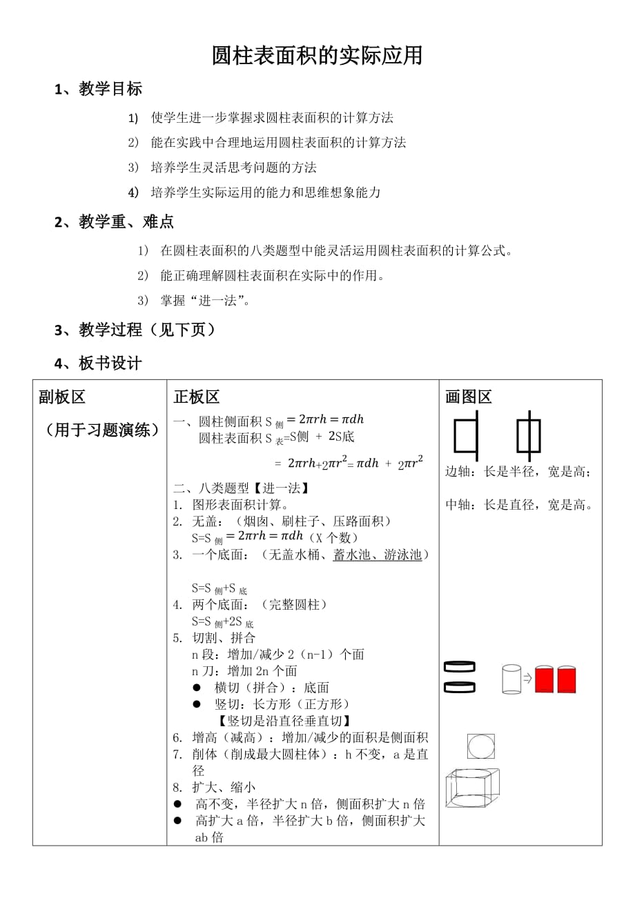 圆柱表面积的实际应用教案_第1页