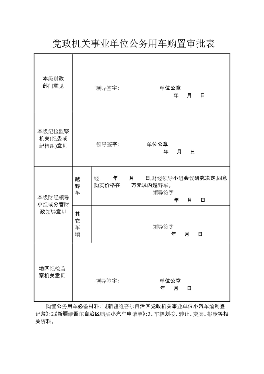 党政机关事业单位公务用车购置审批表、处置表.doc_第2页