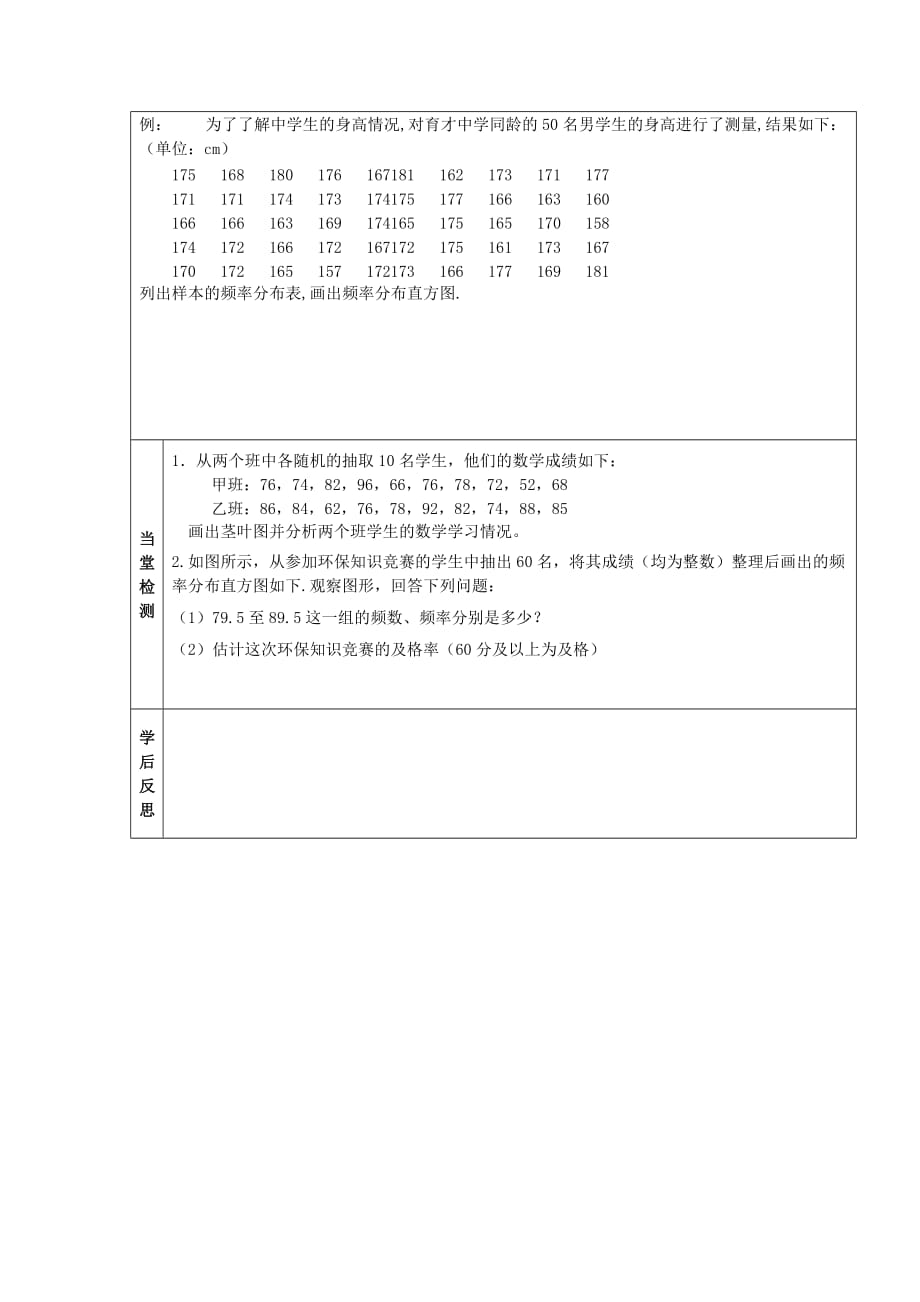 新疆阿克苏地区温宿县第二中学高中人教A必修三导学案：12用样本的频率分布估计总体分布2_第2页