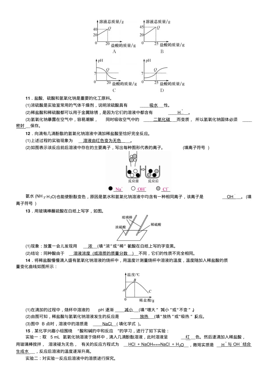 鲁教版九年级化学易错压轴题专题复习(三)酸和碱_第2页