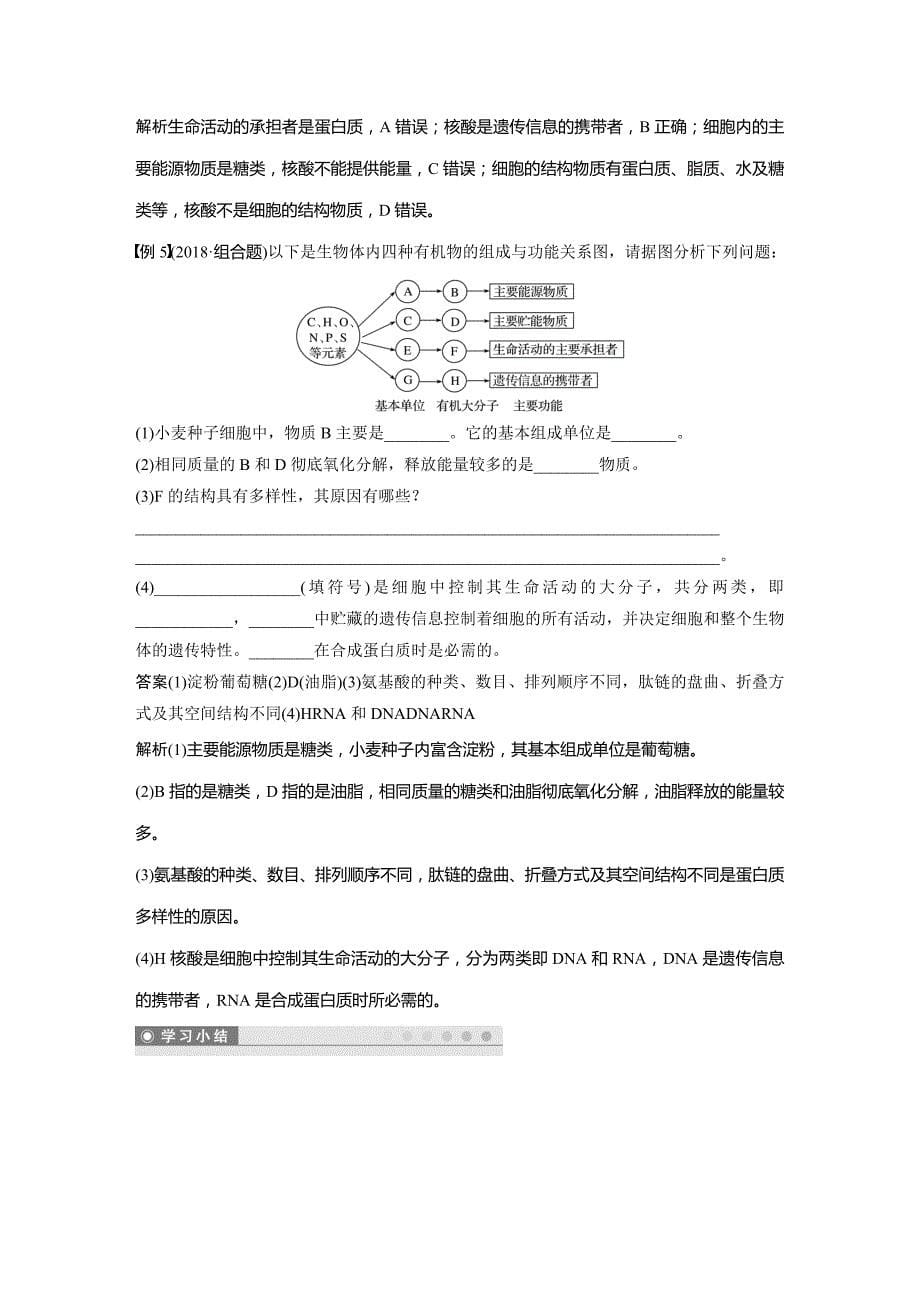 新学案生物同步必修一浙江专用讲义：第一章 细胞的分子组成 第三节 第3课时 Word含答案_第5页