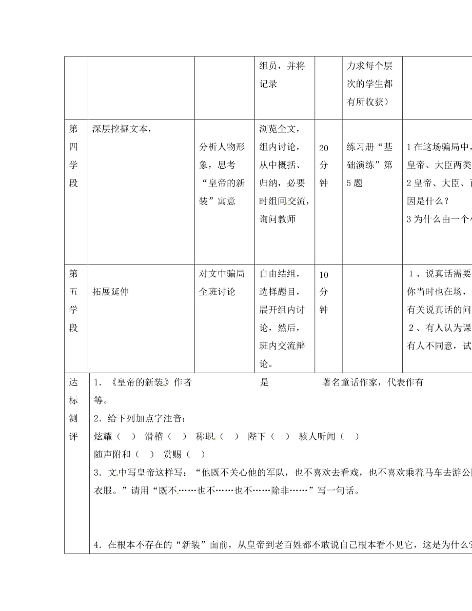 甘肃省西和县十里乡初级中学七年级语文上册 27《皇帝的新装》导学案（无答案）（新版）新人教版_第2页