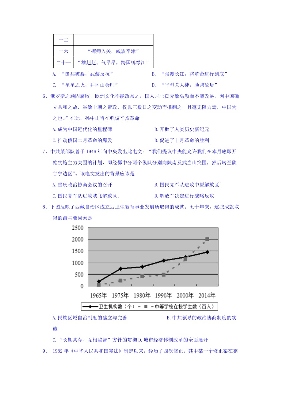 江西省抚州市七校高二下学期期末考试历史试题 Word版含答案_第2页