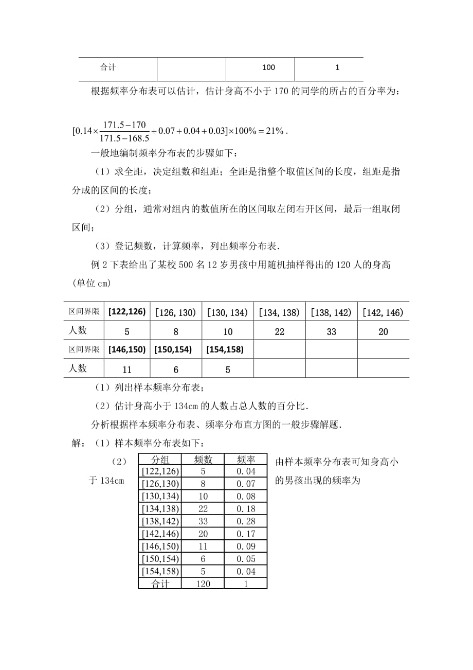 江苏省苏教高中数学必修三教案：2.2.1　频率分布表_第4页