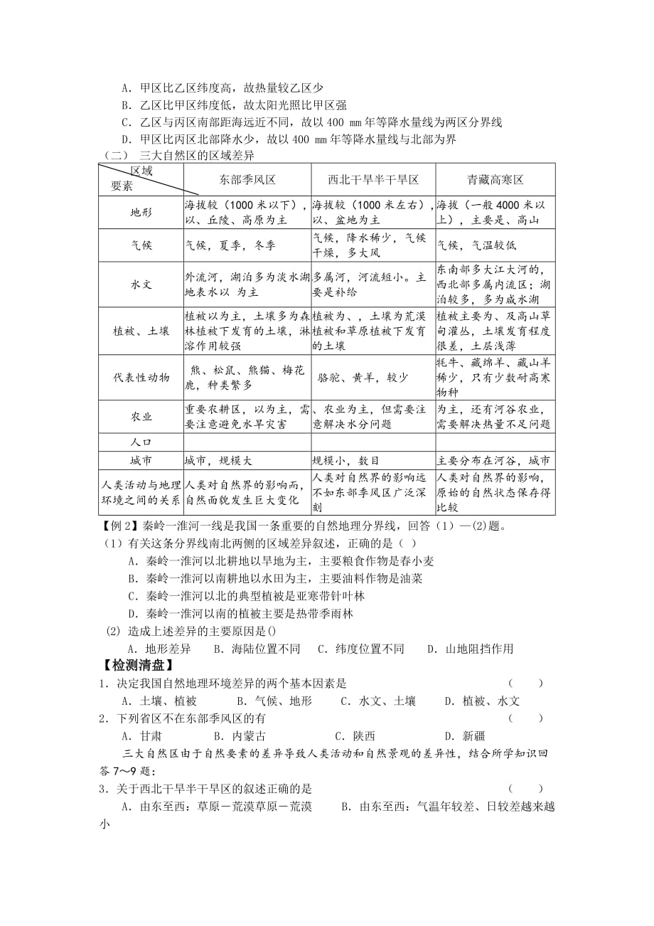 江苏省东台市创新学校高中地理必修三鲁教导学案：1.2.2自然环境和人类活动的区域差异（第2课时）_第2页