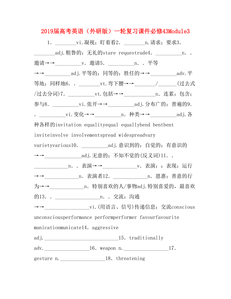 2019届高考英语（外研版）一轮复习课件必修43Module3_第1页