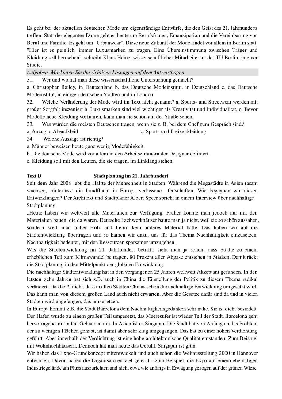 2010德语专业四级真题及答案_第4页