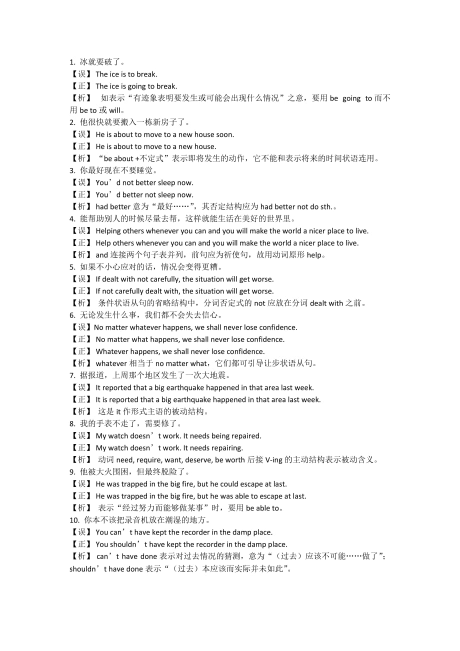 外研高一英语必修四教案：Module 6 Modules 1—6正误例析_第1页