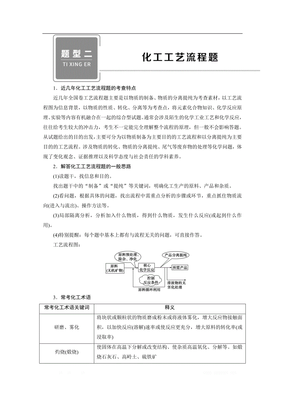 2020高考化学新领航大三轮讲义：题型二　化工工艺流程题_第1页