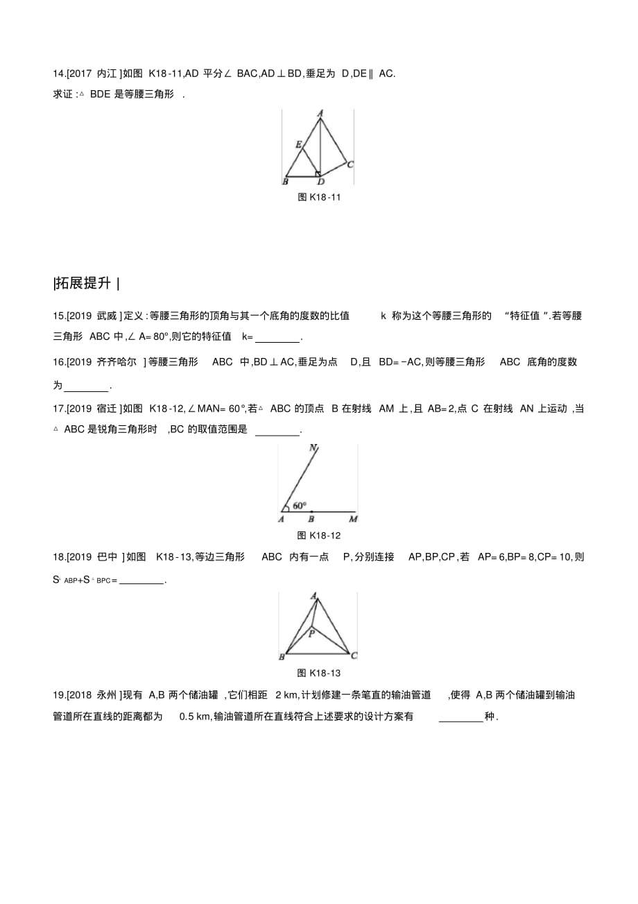 2020年数学中考专题复习：课时训练18特殊三角形_第4页