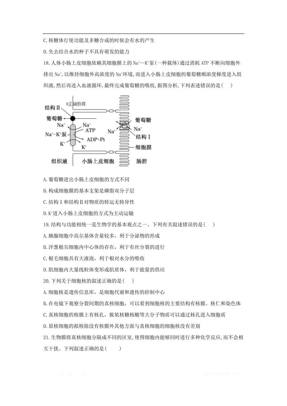 黑龙江省安达市第七中学2019-2020学年高一生物上学期月考试题_第5页