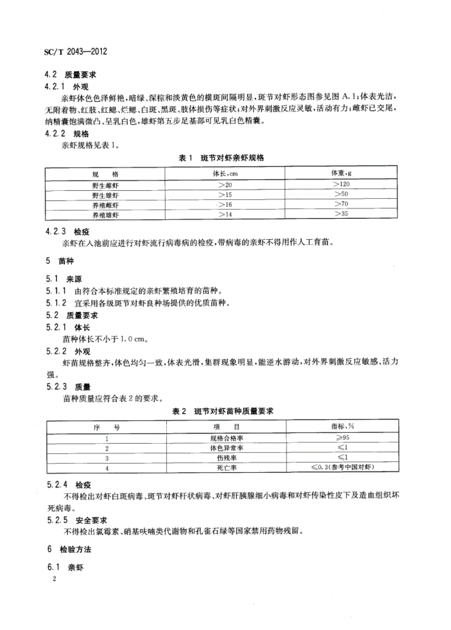 SC∕T2043-2012斑节对虾亲虾和苗种_第4页