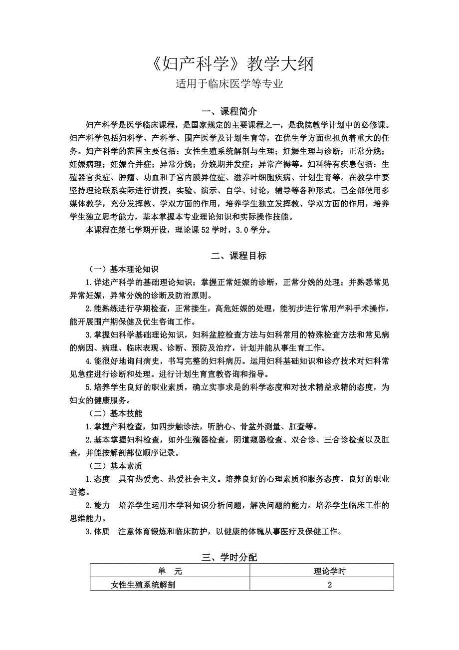 妇产科学课程教学大纲.doc_第1页