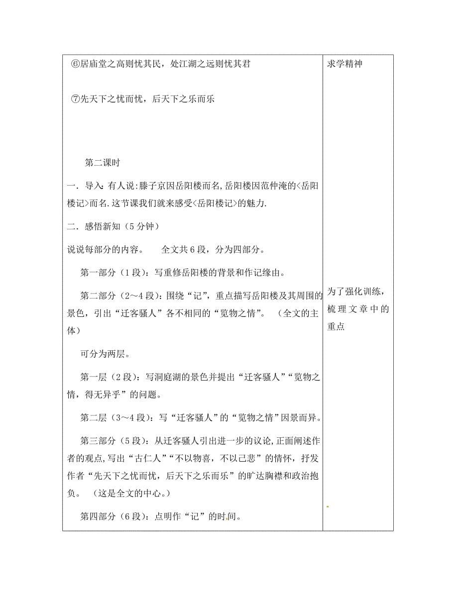 河北省滦南县青坨营镇初级中学八年级语文下册 17 岳阳楼记学案（无答案） 冀教版_第5页