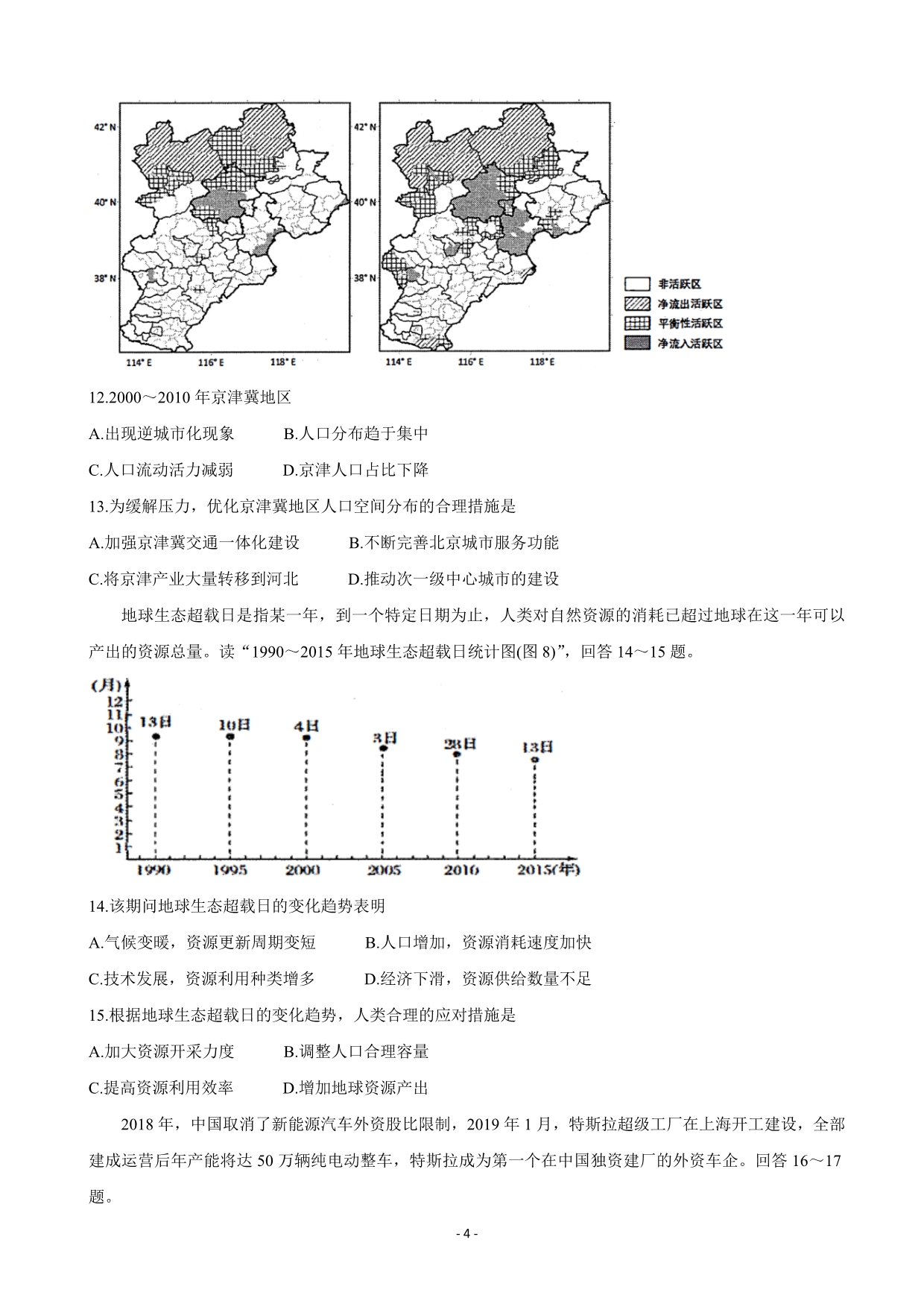 2020届江苏省南通市通州区高三第二次调研抽测试题地理word版_第4页