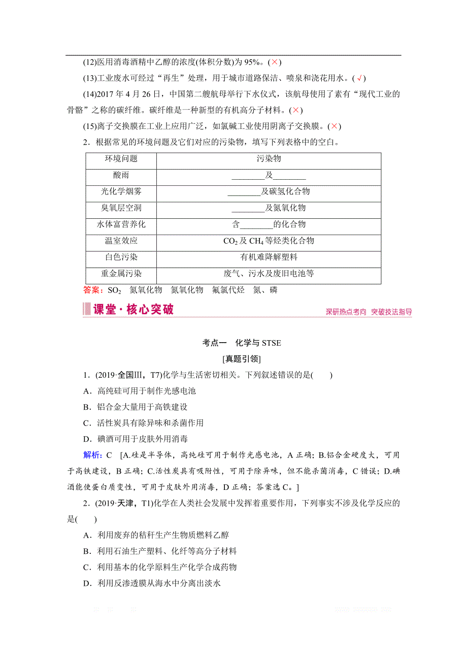 2020届高考艺考生化学复习教师用书：专题一第1讲 传统文化与STSE_第2页