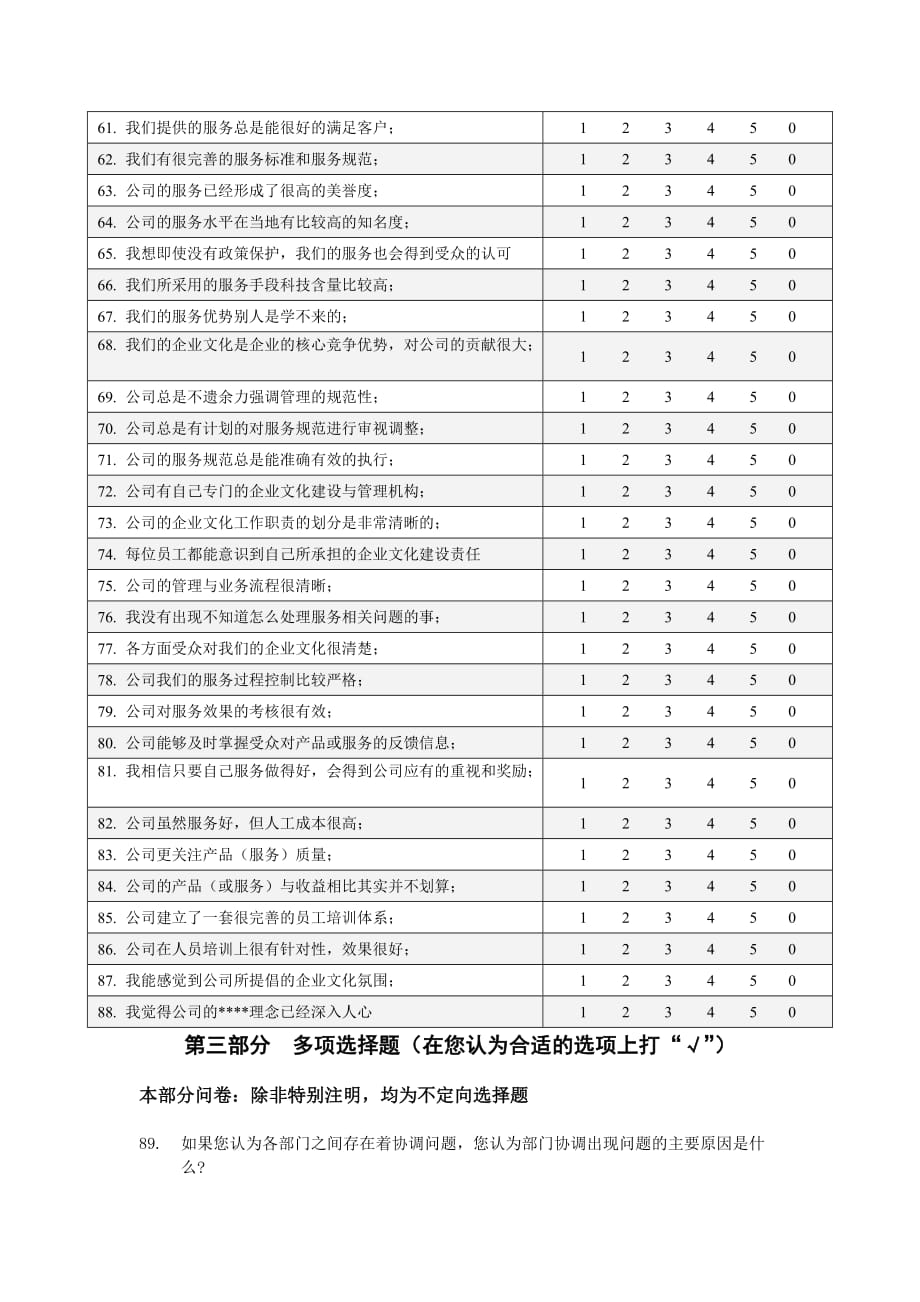 （企业文化）企业文化调研问卷通用版_第4页