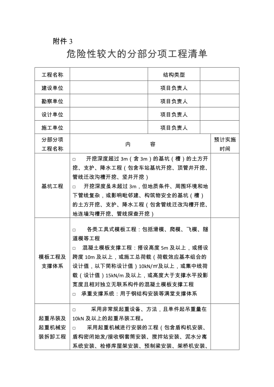 广西房屋建筑和市政基础设施工程危险性较大的分部分项工程清单_第1页