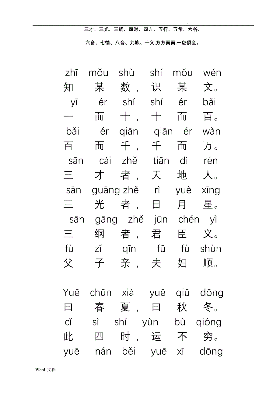 三字经拼音版全文打印版_第4页