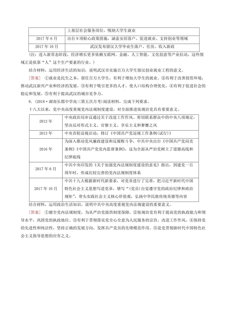 高三政治二轮冲刺精选针对训练卷9意义类非选择题（含解析）_第5页