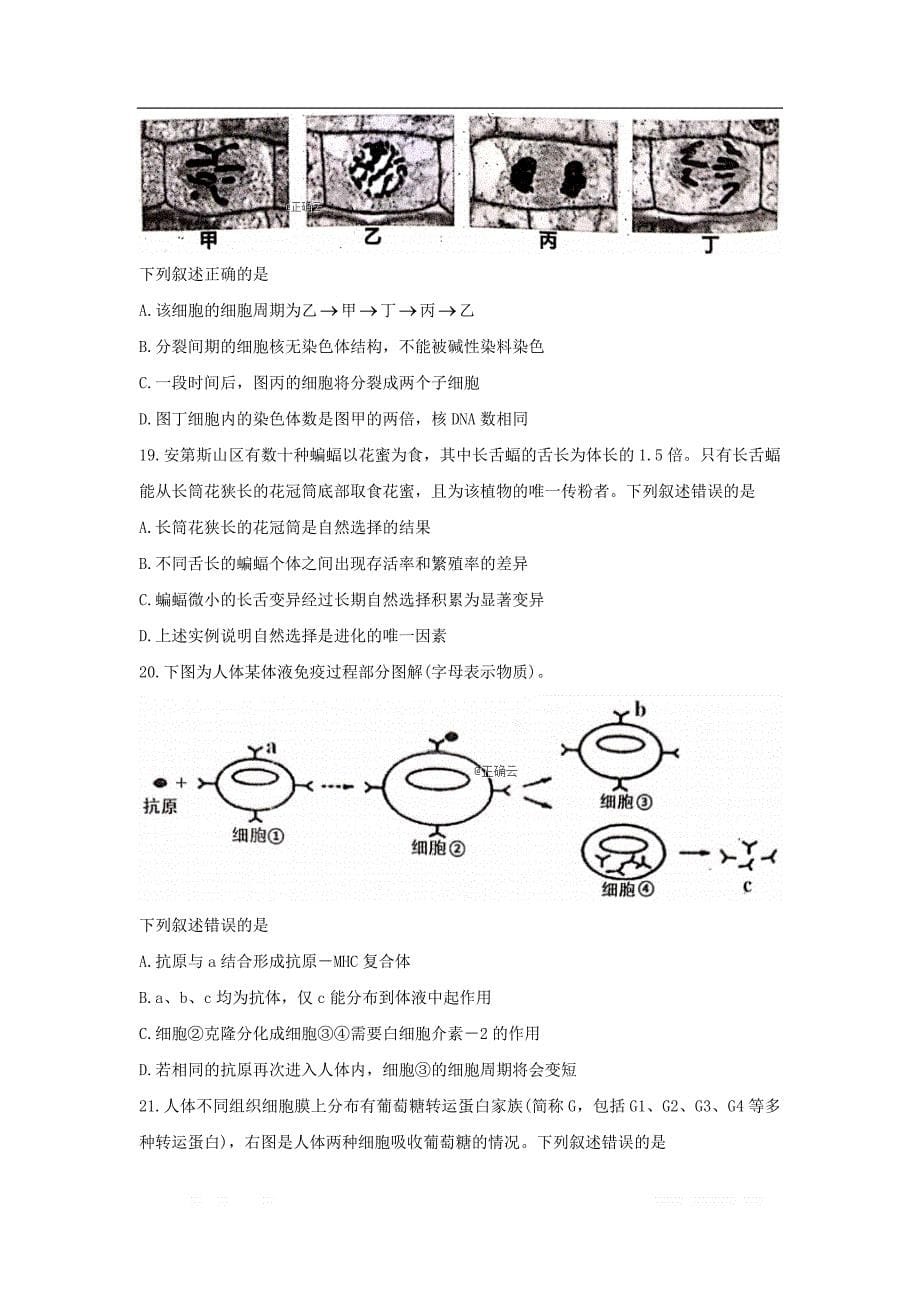 浙江省武义第三中学2020届高三生物上学期第一次月考试题_第5页