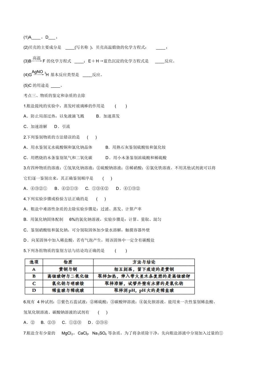 备战2020九年级化学提升训练——盐化肥_第5页