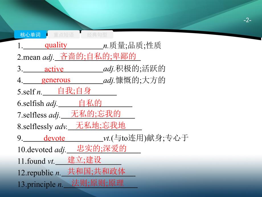 2020年广东省高中英语学业水平测试（小高考）同步复习课件： 必修2 基础梳理 Unit 5　Nelson Mandela—a modern hero_第2页