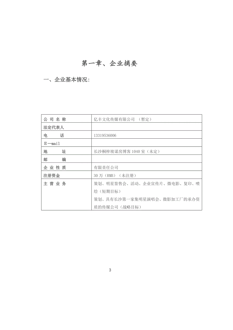 （企业文化）亿丰文化传媒有限公司创业计划书_第4页