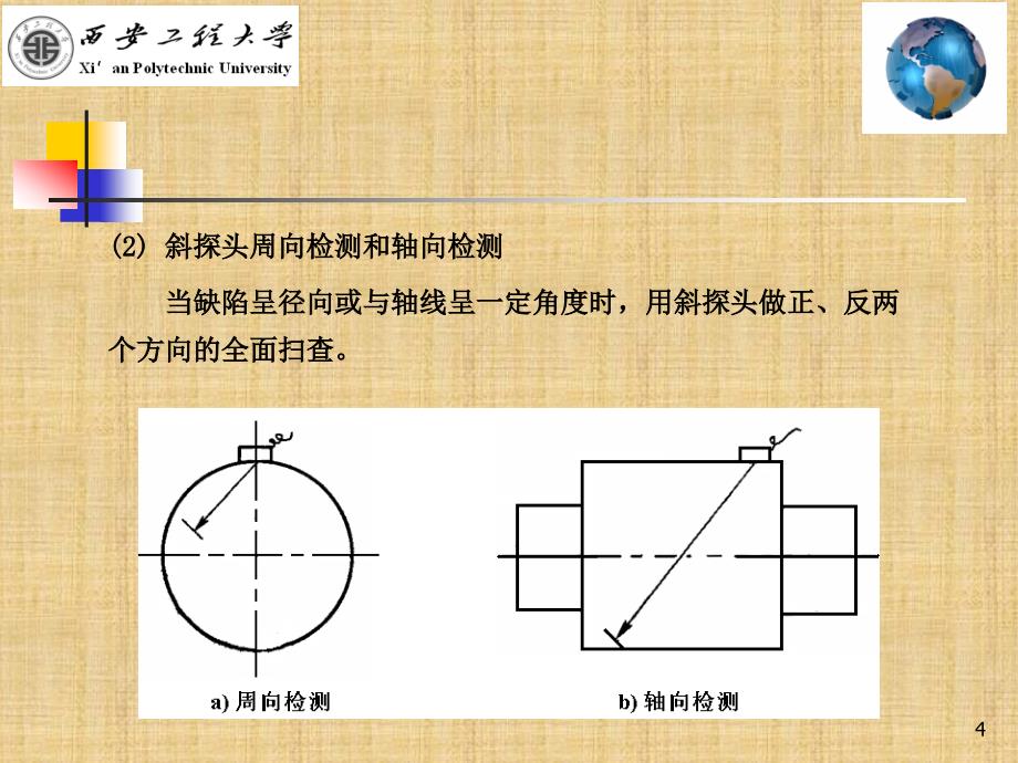 精编制作从锻件侧面作径向检测时探头在锻件侧面扫查PPT课件_第4页