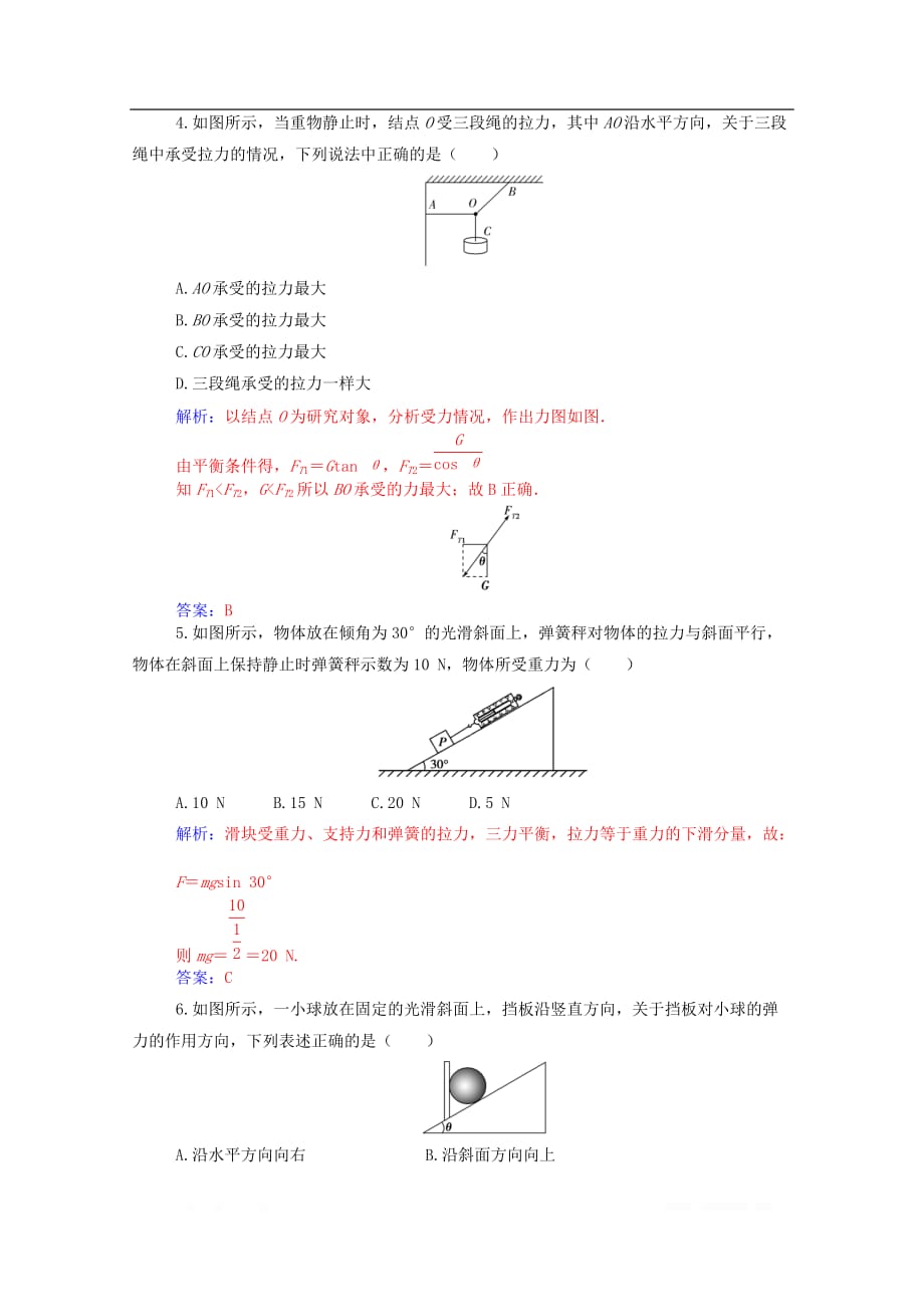 2019-2020年高中物理学业水平测试复习专题二合格演练测评二物体间的相互作用_第2页