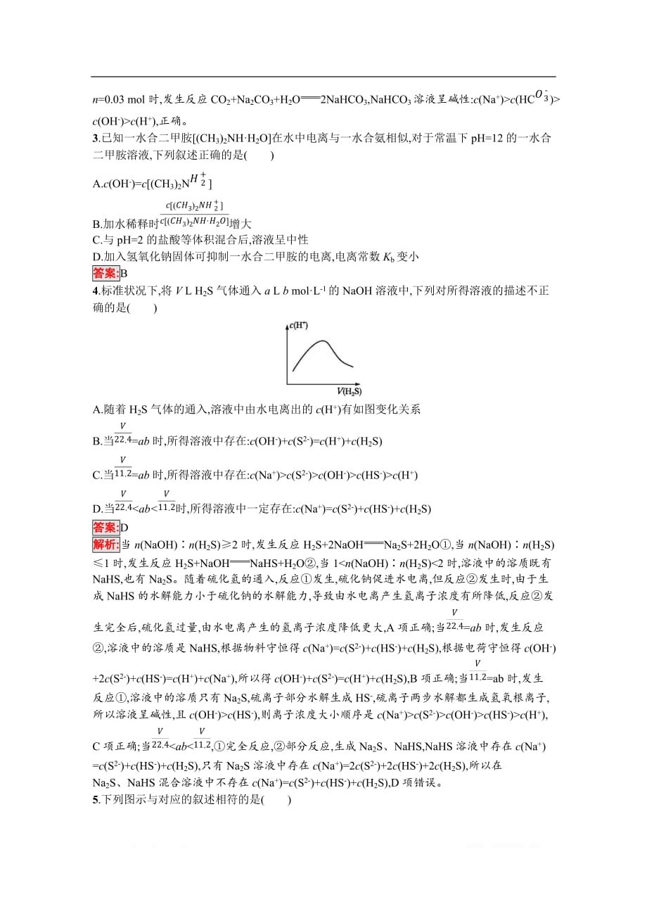 2020版化学课标二轮（广西专用）选择题专项训练：9　水溶液中的离子平衡_第2页