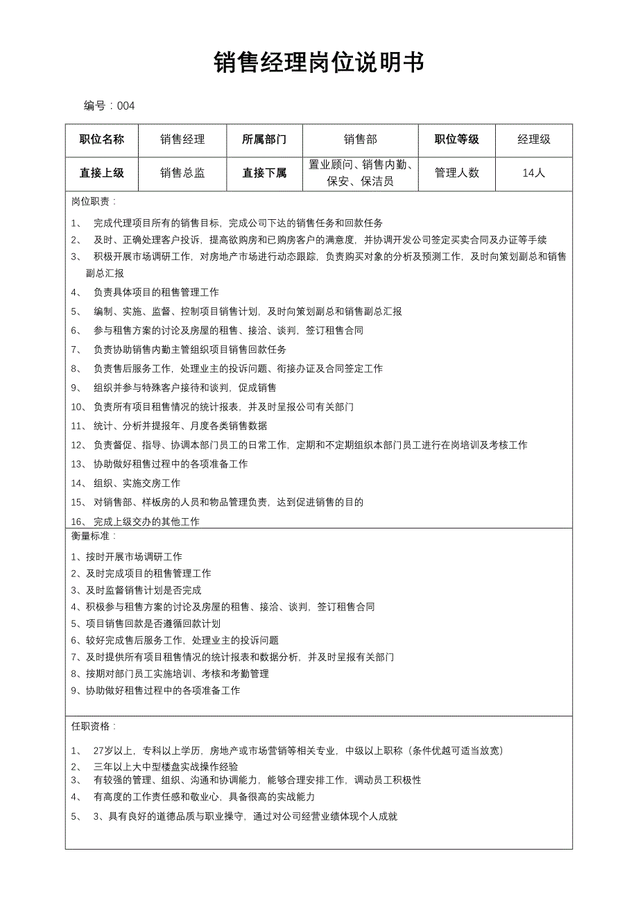 （岗位职责）房地产营销部岗位职责_第4页