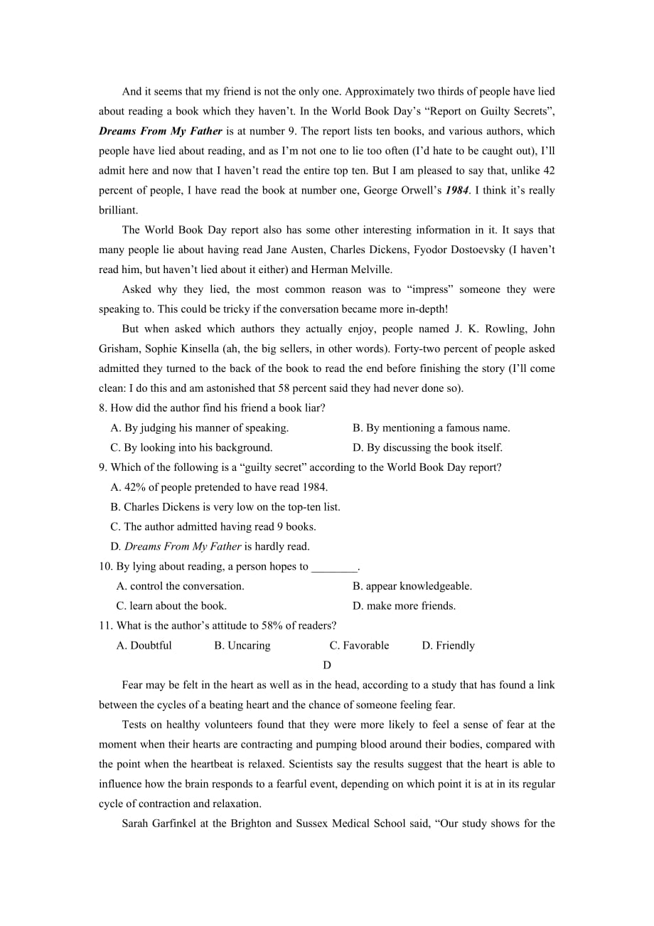 高一上学期12月月考试题英语Word版含答案_第3页