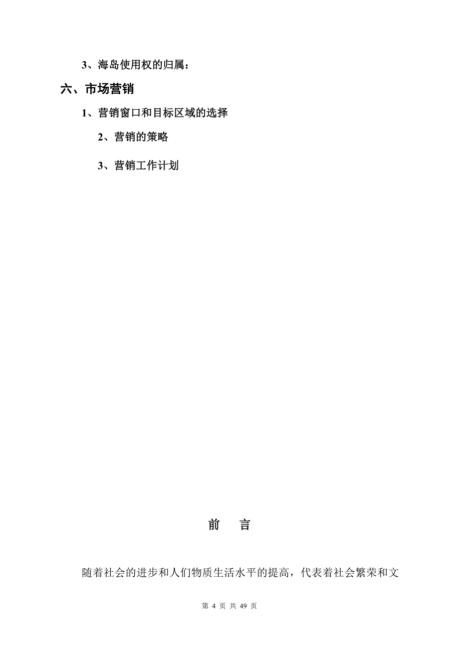 【经营计划书】打网岗岛(浅水湾)旅游开发区项目开发商业计划书_第4页
