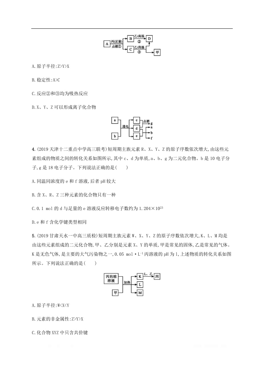 通用版2020版高考化学二轮复习题型特训4第3题二元素化合物框图推断_第2页