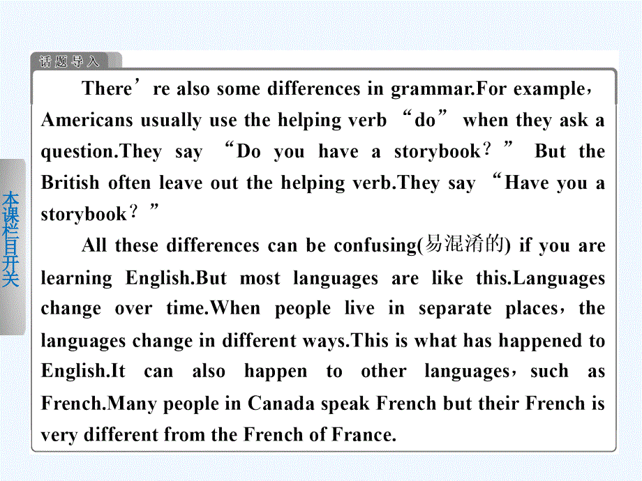 外研版高中英语选修8 Module 4《Which English》配套课件Period One_第4页