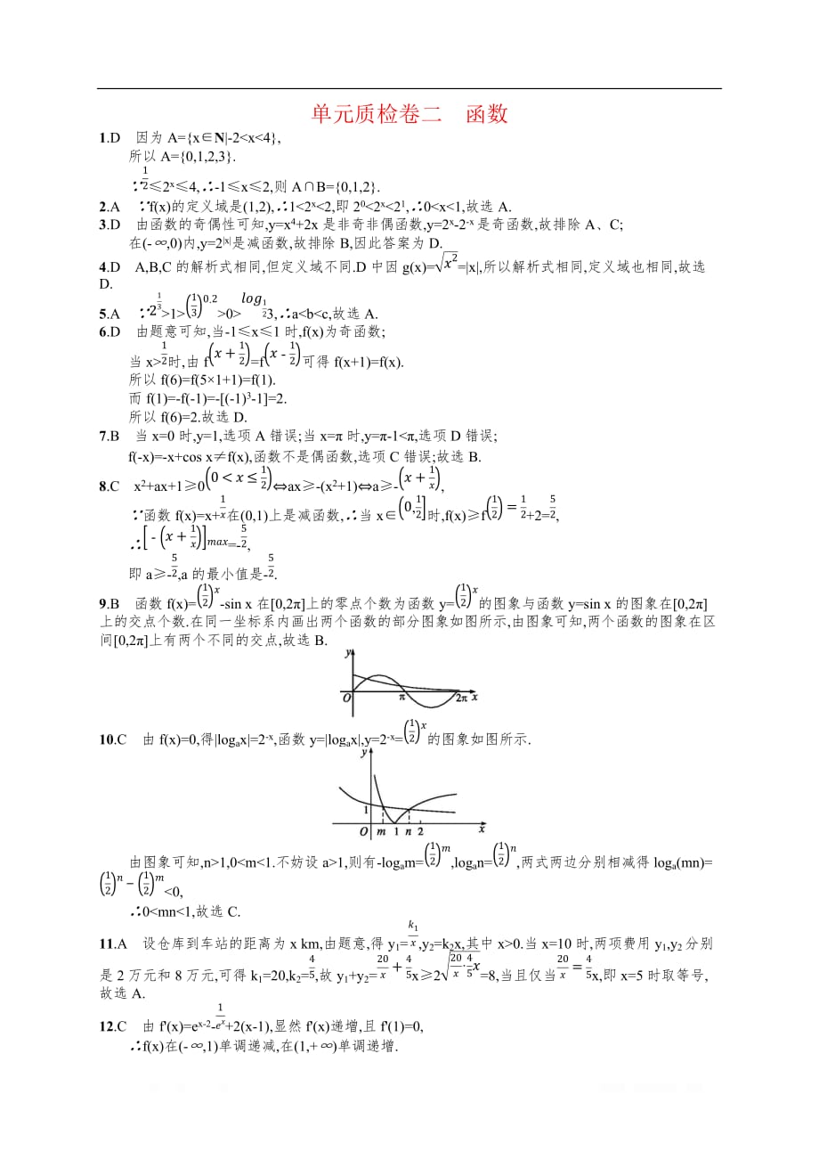2020高考文科数学（人教A版）总复习练习：单元质检卷2_第4页