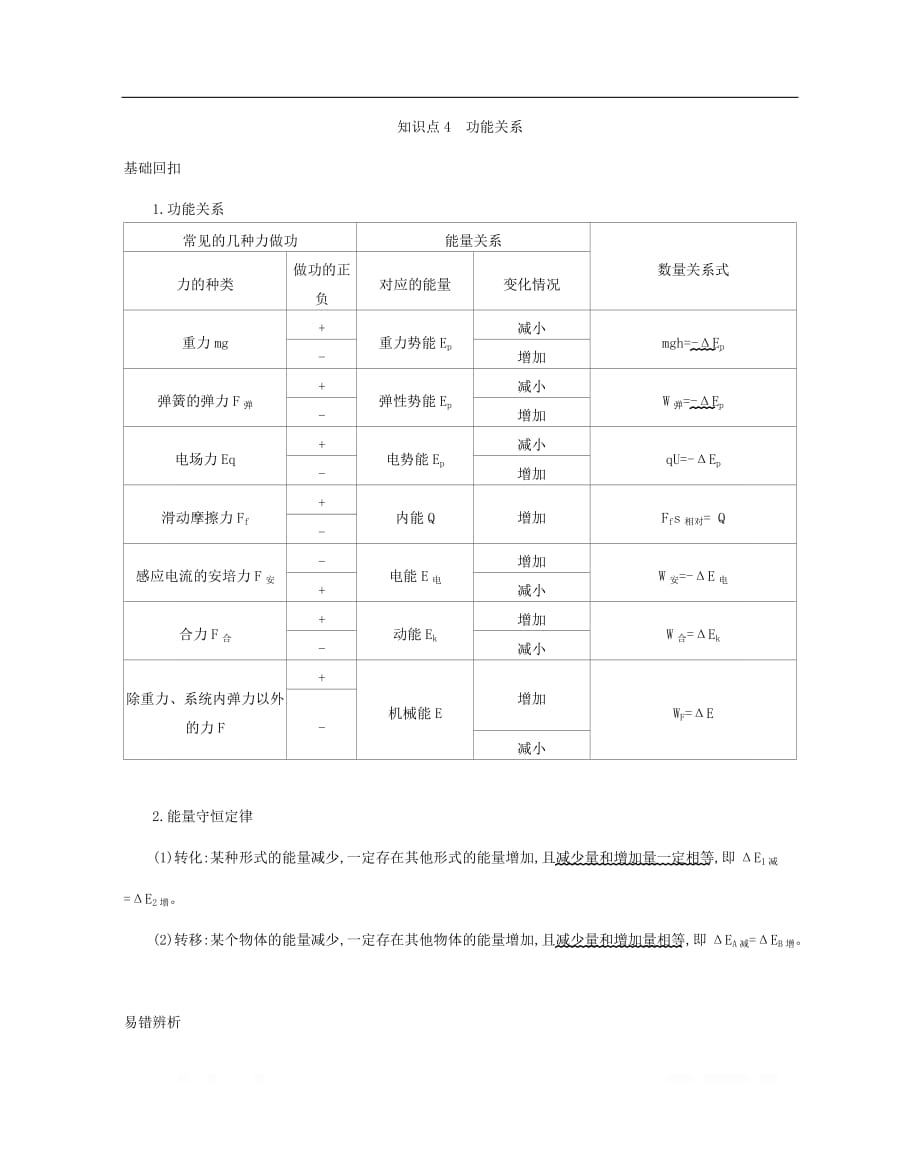 2020年高考物理二轮复习考前冲刺1基础回扣3功和能精练_第4页