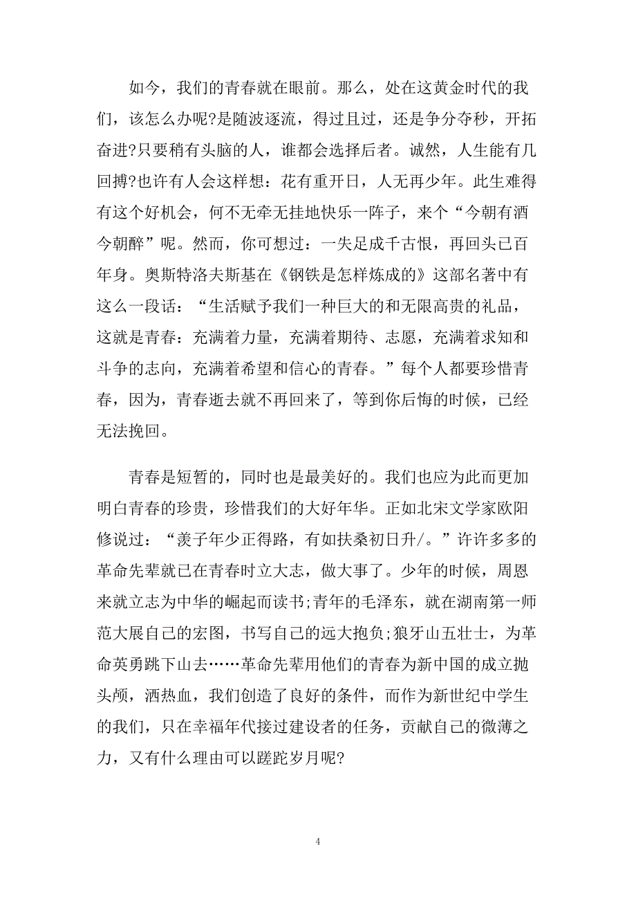 奋斗的青春最美丽大学生演讲稿范文.doc_第4页