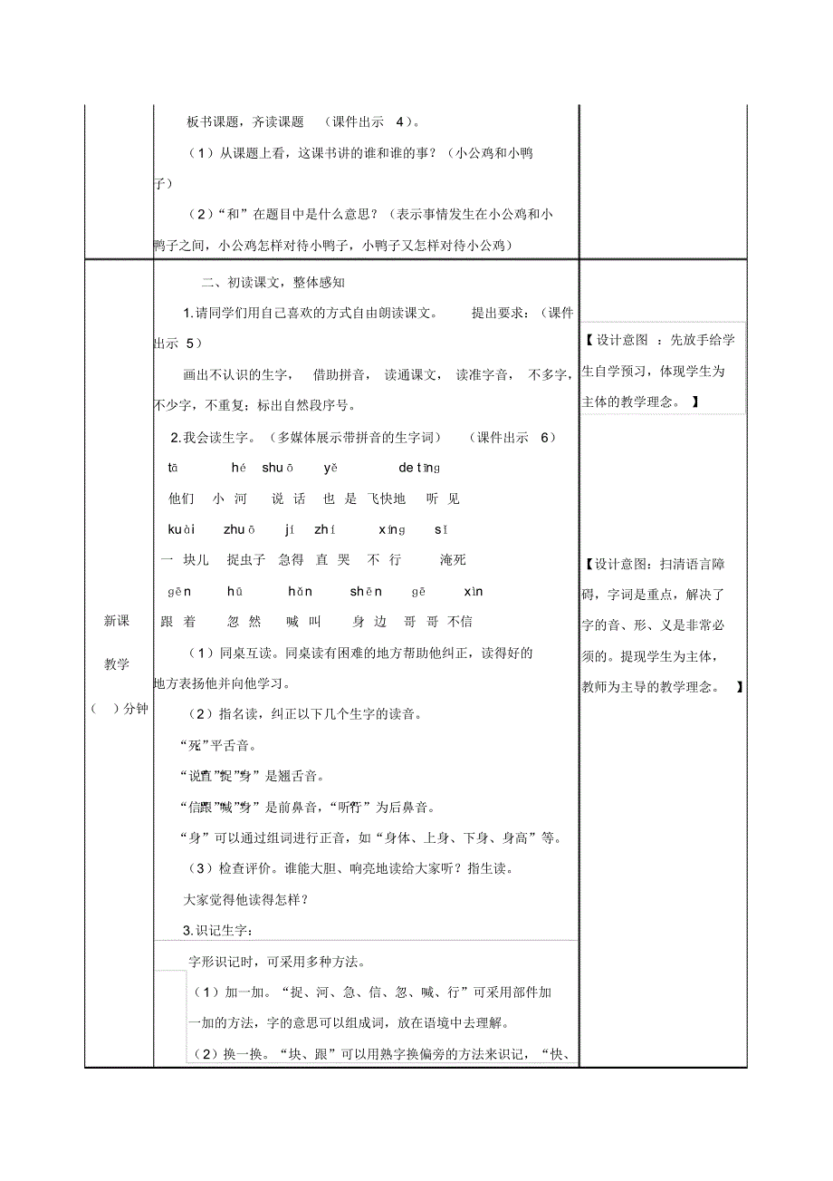 【2020】部编语文一年级下——小公鸡和小鸭子(教案).pdf_第2页