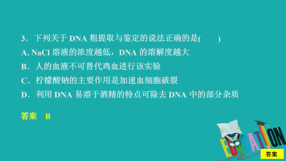 2020生物同步导学人教选修一课件：专题5　DNA和蛋白质技术　水平测试_第4页