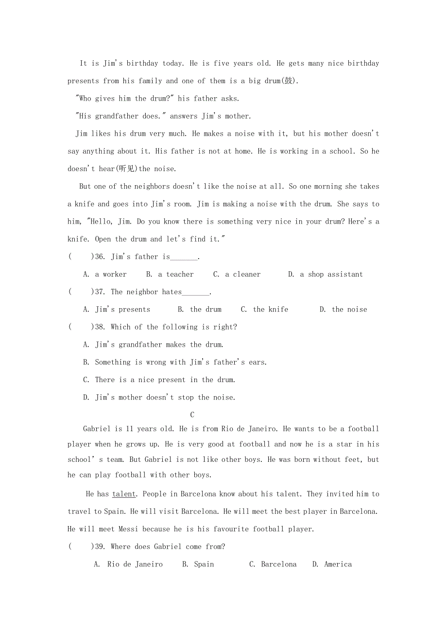 江苏省宜兴市周铁学区—七年级英语上学期第一次月考试题_第4页